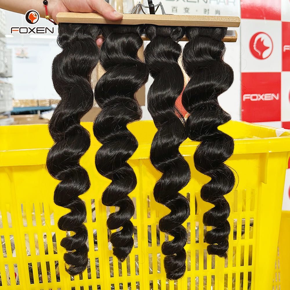 Foxen Factory 4 Bundles 12A Loose Wave Hair Bundles for Fashion Lush Weave Looks