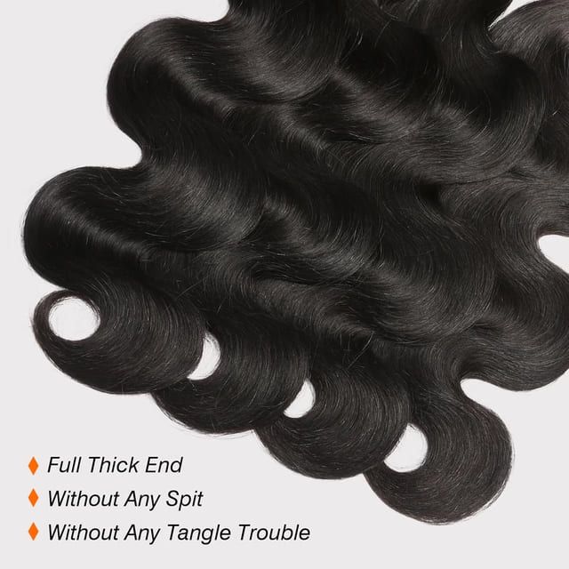 Foxen Body Wave Bundles 12A Human Hair Bundles Quick Weave Extensions Natural Black