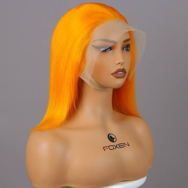 Foxen Orange Bob Wigs for Women Lace Frontal Wigs Short Straight Bob Wig for Summer