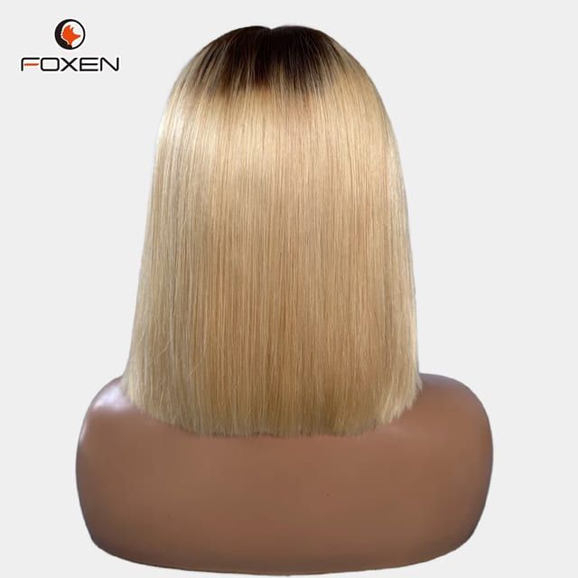 Factory Cheap Bob Wigs T4/613 Ombre Color Human Hair Wigs 2*6 Lace Short Bob Wig