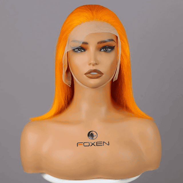 Foxen Orange Bob Hair​ Wigs 200% Density Real Human Hair Wigs for Cosplay