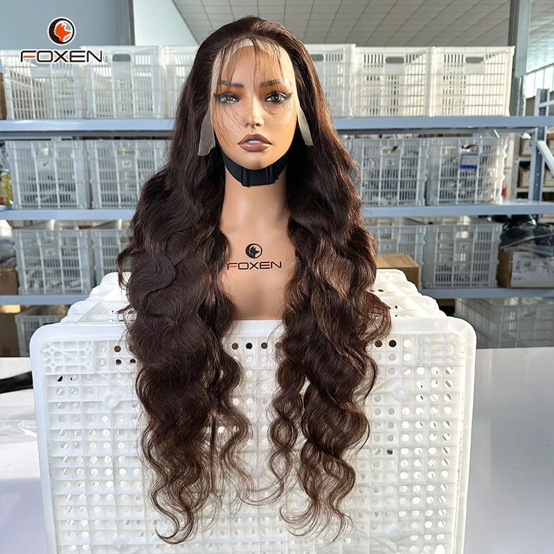 Foxen Brown Human Hair Wigs 13*4 Lace Frontal 4# Color Wig 220% Density Body Wave Hair Wigs