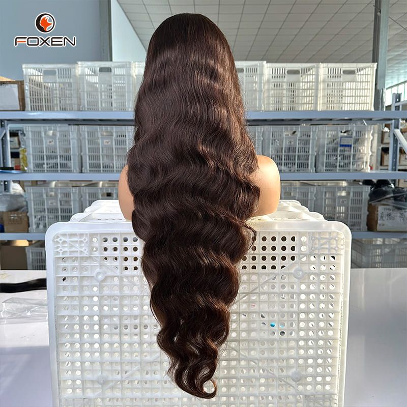 Foxen Brown Human Hair Wigs 13*4 Lace Frontal 4# Color Wig 220% Density Body Wave Hair Wigs