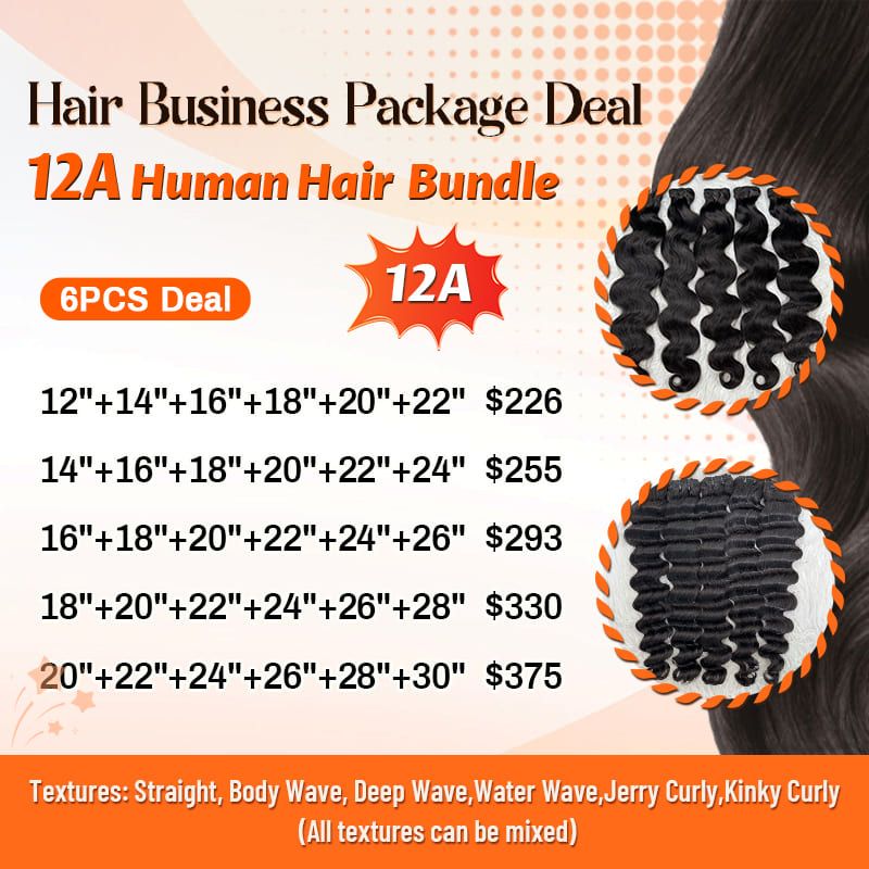 Foxen Human Hair Bundles Supplier Deals 12A Grade Natural Black Hair Business Package 6pcs Deal Free Shipping