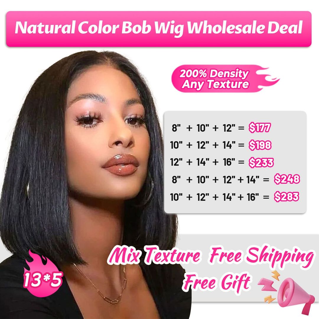 Wholesale Bob Wig 200% Density 13*5 Lace Front Wig Human Hair Pre Plucked with Baby Hair