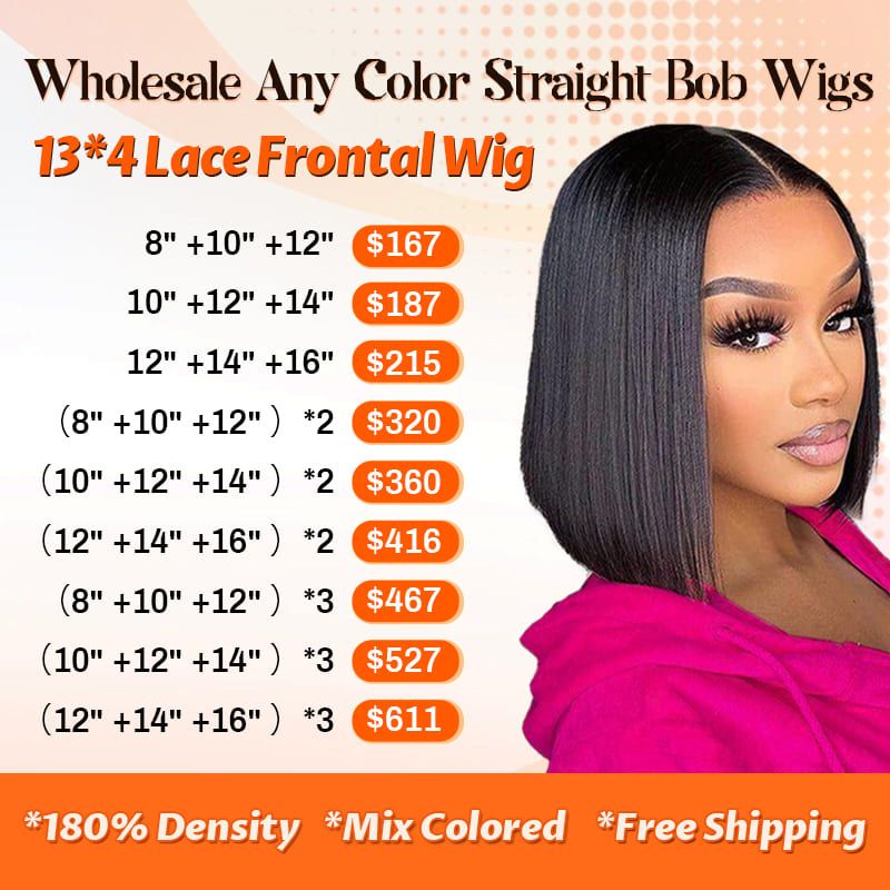 Foxen Factory Wholesale Any Colored Straight Bob Wigs 13*4 Lace Frontal Wigs