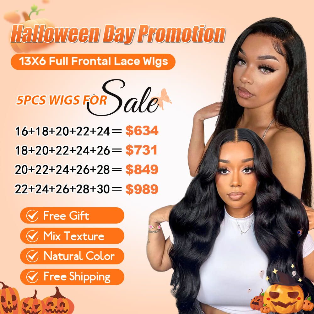 Wholesale 5pcs 13*6 Full Frontal Lace Wig Any Texture Any Length Virgin Human Hair Lace Wig