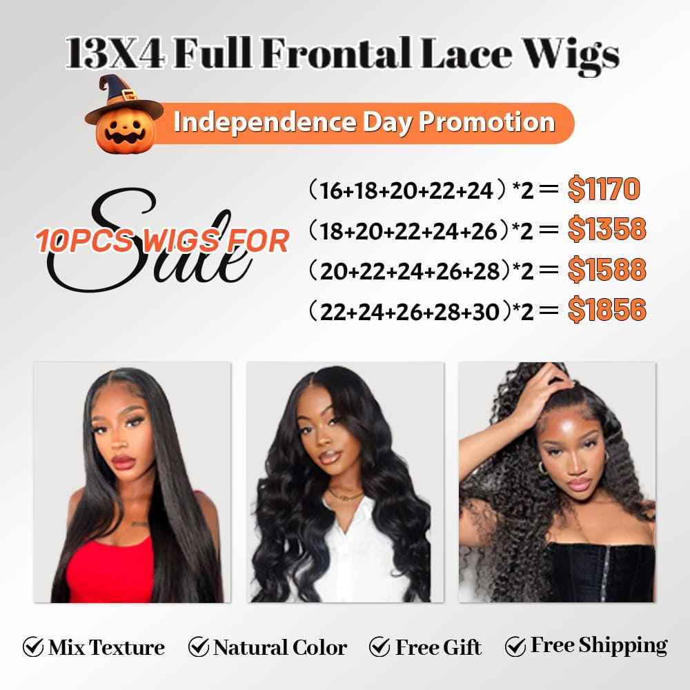 Foxen Human Hair Lace Front Wig 180% Density 13*4 Full Frontal Wigs 10pcs for Wholesale