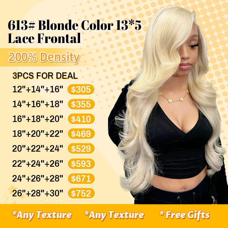 Foxen Factory 13*5 Lace Frontal Hair 613# Blonde Color Human Hair Wigs Any Textures 3pcs Wigs for Women